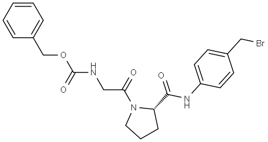 Benzyl (S)-(2-(2-((4-(bromomethyl)phenyl)carbamoyl)pyrrolidin-1-yl)-2-oxoethyl)carbamate Structure