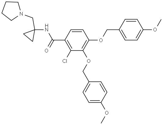 2-Chloro-3,4-bis((4-methoxybenzyl)oxy)-N-(1-(pyrrolidin-1-ylmethyl)cyclopropyl)benzamide Structure