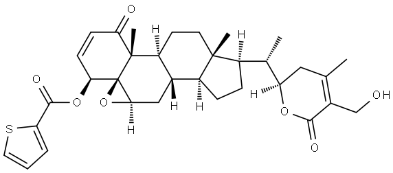 Ergosta-2,24-dien-26-oic acid, 5,6-epoxy-22,27-dihydroxy-1-oxo-4-[(2-thienylcarbonyl)oxy]-, δ-lactone, (4β,5β,6β,22R)- Structure