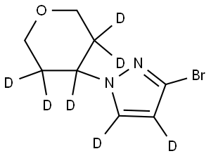 3-bromo-1-(tetrahydro-2H-pyran-4-yl-3,3,4,5,5-d5)-1H-pyrazole-4,5-d2 Structure