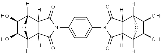 (4R,4'R,5S,5'S,6R,6'R,7S,7'S)-2,2'-(1,4-phenylene)bis(5,6-dihydroxyhexahydro-1H-4,7-epoxyisoindole-1,3(2H)-dione) Structure