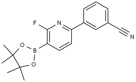 3-(6-fluoro-5-(4,4,5,5-tetramethyl-1,3,2-dioxaborolan-2-yl)pyridin-2-yl)benzonitrile Structure