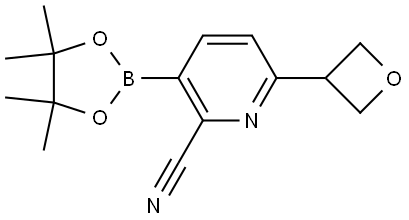 6-(oxetan-3-yl)-3-(4,4,5,5-tetramethyl-1,3,2-dioxaborolan-2-yl)picolinonitrile Structure