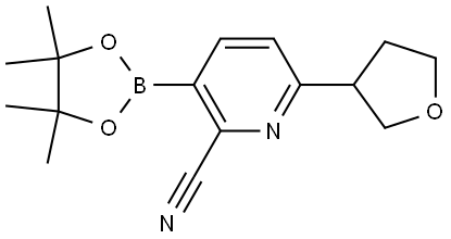 6-(tetrahydrofuran-3-yl)-3-(4,4,5,5-tetramethyl-1,3,2-dioxaborolan-2-yl)picolinonitrile Structure