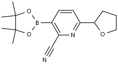 6-(tetrahydrofuran-2-yl)-3-(4,4,5,5-tetramethyl-1,3,2-dioxaborolan-2-yl)picolinonitrile Structure