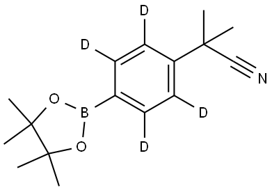 2-methyl-2-(4-(4,4,5,5-tetramethyl-1,3,2-dioxaborolan-2-yl)phenyl-2,3,5,6-d4)propanenitrile Structure