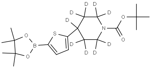 tert-butyl 4-(5-(4,4,5,5-tetramethyl-1,3,2-dioxaborolan-2-yl)thiophen-2-yl)piperidine-1-carboxylate-2,2,3,3,4,5,5,6,6-d9 Structure