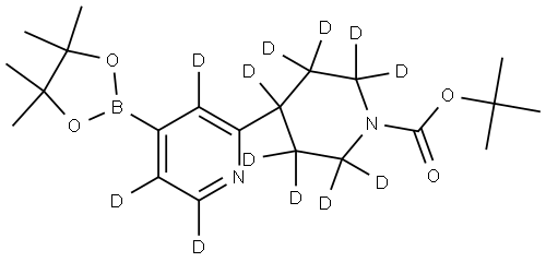 tert-butyl 4-(4-(4,4,5,5-tetramethyl-1,3,2-dioxaborolan-2-yl)pyridin-2-yl-3,5,6-d3)piperidine-1-carboxylate-2,2,3,3,4,5,5,6,6-d9 Structure