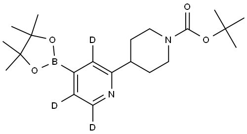 tert-butyl 4-(4-(4,4,5,5-tetramethyl-1,3,2-dioxaborolan-2-yl)pyridin-2-yl-3,5,6-d3)piperidine-1-carboxylate Structure