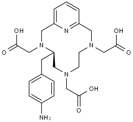 3,6,9,15-Tetraazabicyclo[9.3.1]pentadeca-1(15),11,13-triene-3,6,9-triacetic acid, 4-[(4-aminophenyl)methyl]-, (4R)- Structure