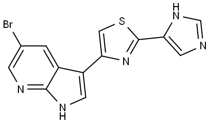 1H-Pyrrolo[2,3-b]pyridine, 5-bromo-3-[2-(1H-imidazol-5-yl)-4-thiazolyl]- Structure