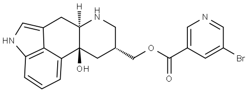 Ergoline-8-methanol, 9,10-dihydro-10-hydroxy-, 8-(5-bromo-3-pyridinecarboxylate), (8β,10α)- Structure