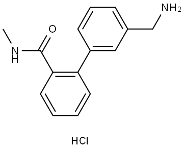 [1,1′-Biphenyl]-2-carboxamide, 3′-(aminomethyl)-N-methyl-, hydrochloride (1:1) Structure