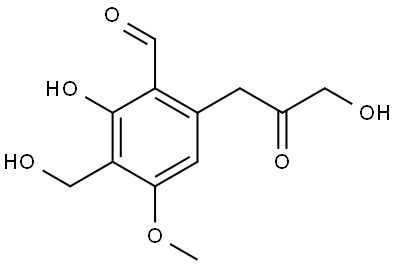 2-Hydroxy-3-(hydroxymethyl)-6-(3-hydroxy-2-oxopropyl)-4-methoxybenzaldehyde Structure