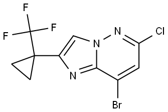 8-Bromo-6-chloro-2-[1-(trifluoromethyl)cyclopropyl]imidazo[1,2-b]pyridazine Structure