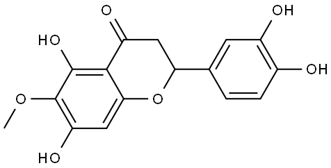 4H-1-Benzopyran-4-one, 2-(3,4-dihydroxyphenyl)-2,3-dihydro-5,7-dihydroxy-6-methoxy- Structure