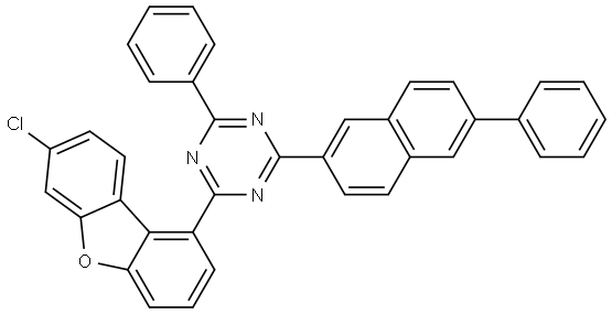 1,3,5-Triazine, 2-(7-chloro-1-dibenzofuranyl)-4-phenyl-6-(6-phenyl-2-naphthalenyl)- 구조식 이미지