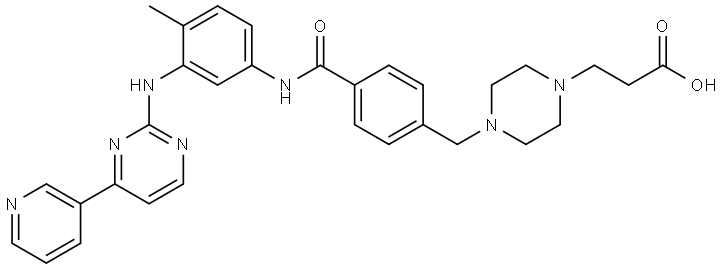 1-Piperazinepropanoic acid, 4-[[4-[[[4-methyl-3-[[4-(3-pyridinyl)-2-pyrimidinyl]amino]phenyl]amino]carbonyl]phenyl]methyl]- Structure