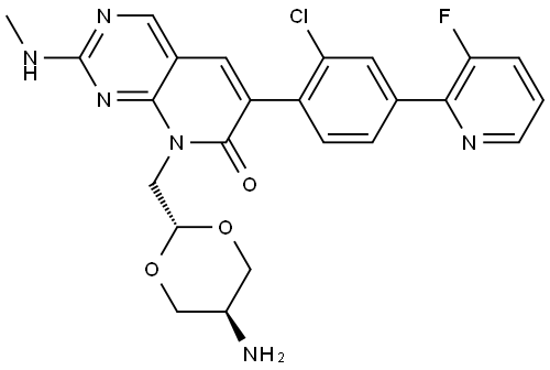 8-[(trans-4-Aminocyclohexyl)methyl]-6-[2-chloro-4-(3-fluoro-2-pyridinyl)phenyl]-2-(methylamino)pyrido[2,3-d]pyrimidin-7(8H)-one Structure