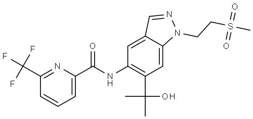 N-[6-(1-hydroxy-1-methyl-ethyl)-1-(2-methylsulfonylethyl)indazol-5-yl]-6-(trifluoromethyl)pyridine-2-carboxamide 구조식 이미지