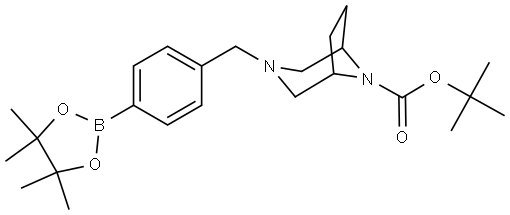 3,8-Diazabicyclo[3.2.1]octane-8-carboxylic acid, 3-[[4-(4,4,5,5-tetramethyl-1,3,2-dioxaborolan-2-yl)phenyl]methyl]-, 1,1-dimethylethyl ester Structure