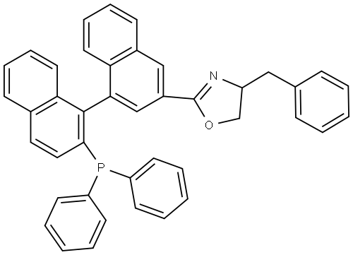 (R)-4-Benzyl-2-((S)-2'-(diphenylphosphanyl)-[1,1'-binaphthalen]-3-yl)-4,5-dihydrooxazole Structure