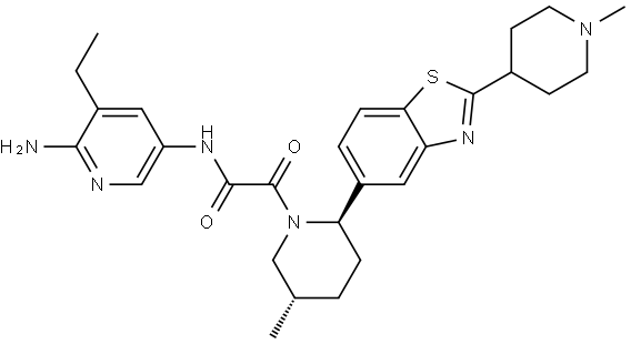 N-(6-amino-5-ethylpyridin-3-yl)-2-((2R,5S)-5-methyl-2-(2-(1-methylpiperidin-4-yl)benzo[d]thiazol-5-yl)piperidin-1-yl)-2-oxoacetamide Structure