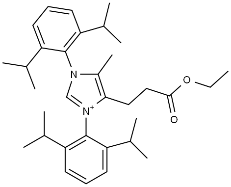 1H-Imidazolium, 1,3-bis[2,6-bis(1-methylethyl)phenyl]-4-(3-ethoxy-3-oxopropyl)-5-methyl- Structure