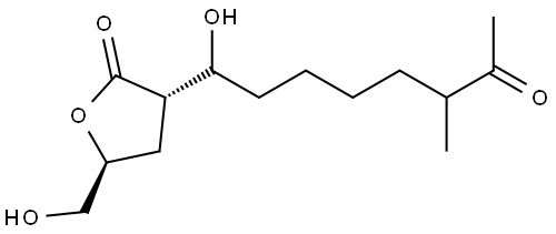 2-(1-hydroxy-6-methyl-7-oxooctyl)-4-hydroxymethylbutanolide Structure