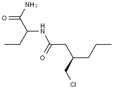 Hexanamide, N-[1-(aminocarbonyl)propyl]-3-(chloromethyl)-, (3R)- Structure