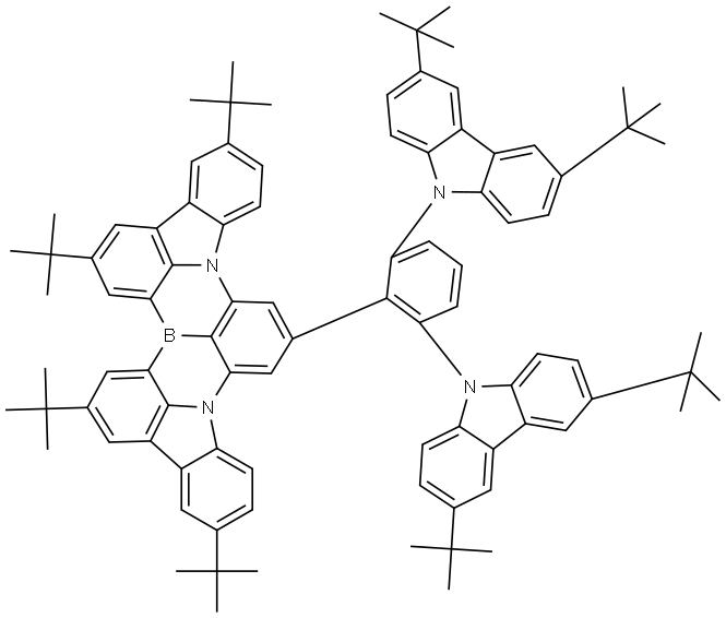 Indolo[3,2,1-de]indolo[1′,2′,3′:1,8][1,4]benzazaborino[2,3,4-kl]phenazaborine, 10-[2,6-bis[3,6-bis(1,1-dimethylethyl)-9H-carbazol-9-yl]phenyl]-2,5,15,18-tetrakis(1,1-dimethylethyl)- Structure