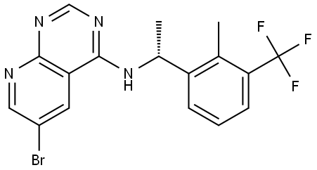 6-bromo-N-{(1R)-1-[2-methyl-3-(trifluoromethyl)phenyl]ethyl}pyrido[2,3-d]pyrimidin-4-amine Structure