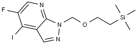 5-fluoro-4-iodo-1-((2-(trimethylsilyl)ethoxy)methyl)-1H-pyrazolo[3,4-b]pyridine Structure