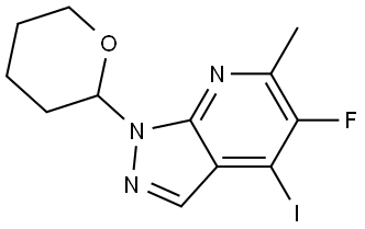 5-fluoro-4-iodo-6-methyl-1-(tetrahydro-2H-pyran-2-yl)-1H-pyrazolo[3,4-b]pyridine Structure