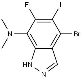 4-bromo-6-fluoro-5-iodo-N,N-dimethyl-1H-indazol-7-amine Structure