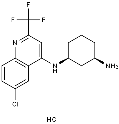 1,3-Cyclohexanediamine, N1-[6-chloro-2-(trifluoromethyl)-4-quinolinyl]-, hydrochloride (1:1), (1S,3R)- Structure