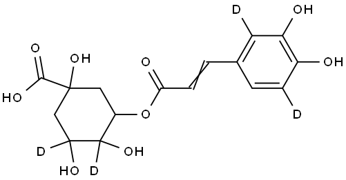 (E)-3-((3-(3,4-dihydroxyphenyl-2,5-d2)acryloyl)oxy)-1,4,5-trihydroxycyclohexane-1-carboxylic-4,5-d2 acid Structure