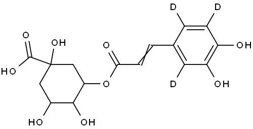 (E)-3-((3-(3,4-dihydroxyphenyl-2,5,6-d3)acryloyl)oxy)-1,4,5-trihydroxycyclohexane-1-carboxylic acid Structure