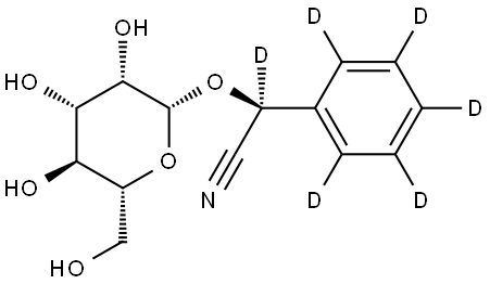 (S)-2-(phenyl-d5)-2-(((2R,3S,4S,5S,6R)-3,4,5-trihydroxy-6-(hydroxymethyl)tetrahydro-2H-pyran-2-yl)oxy)acetonitrile-d Structure