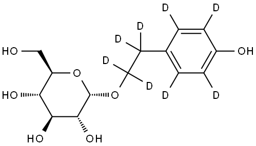 (2R,3S,4S,5R,6S)-2-(hydroxymethyl)-6-(2-(4-hydroxyphenyl-2,3,5,6-d4)ethoxy-1,1,2,2-d4)tetrahydro-2H-pyran-3,4,5-triol Structure