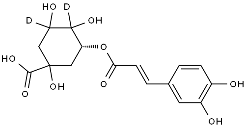 (3R)-3-(((E)-3-(3,4-dihydroxyphenyl)acryloyl)oxy)-1,4,5-trihydroxycyclohexane-1-carboxylic-4,5-d2 acid Structure