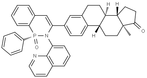 (8R,9S,13S,14S)-13-methyl-2-
((S)-1-oxido-1-phenyl-2- (quinolin-8-yl)-2H- benzo[c][1,2]azaphosphinin-3- yl)-6,7,8,9,11,12,13,14,15,16-
decahydro-17H- cyclopenta[a]phenanthren-17- one Structure