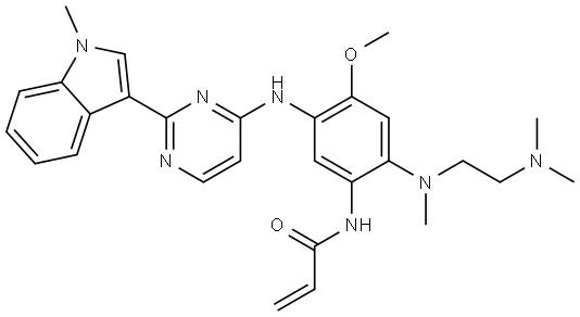 2-Propenamide, N-[2-[[2-(dimethylamino)ethyl]methylamino]-4-methoxy-5-[[2-(1-methyl-1H-indol-3-yl)-4-pyrimidinyl]amino]phenyl]- Structure