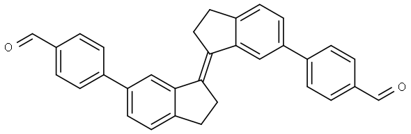 (E)-4,4'-(2,2',3,3'-tetrahydro-[1,1'-biindenylidene]-6,6'-diyl)dibenzaldehyde 구조식 이미지