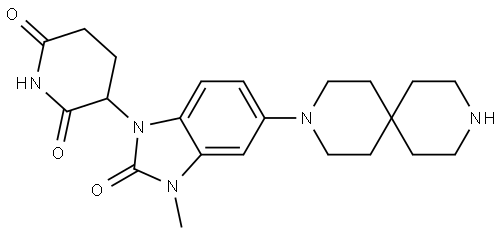 3-(3-methyl-2-oxo-5-(3,9-diazaspiro[5.5]undecane-3-yl)-2,3-dihydro-1H-benzo[d]imidazole-1-yl)piperidine-2,6-dione Structure