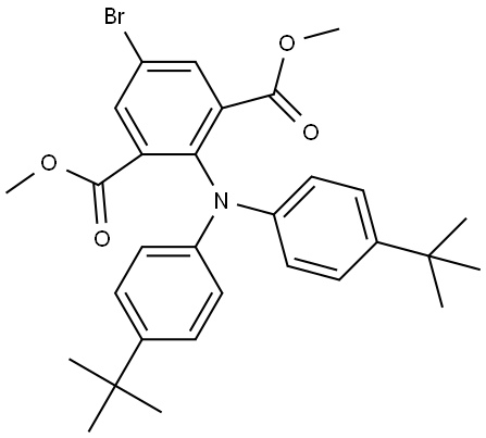 2-(bis(4-(tert-butyl)phenyl)amino)-5-bromoisophthalic acid dimethyl ester Structure