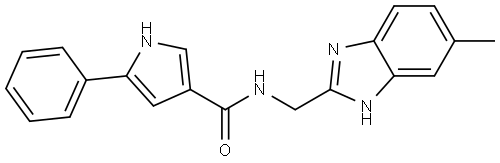 N-((6-methyl-1H-benzo[d]imidazol-2-yl)methyl)-5-phenyl-1H-pyrrole-3-carboxamide Structure