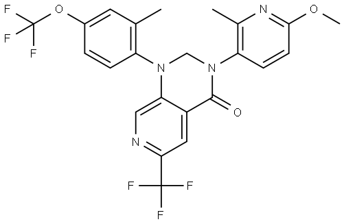 3-(6-methoxy-2-methylpyridin-3-yl)-1-[2-methyl-4-(trifluoromethoxy)phenyl]-6-(trifluoromethyl)-1H,2H,3H,4H-pyrido[3,4-d]pyrimidin-4-one Structure