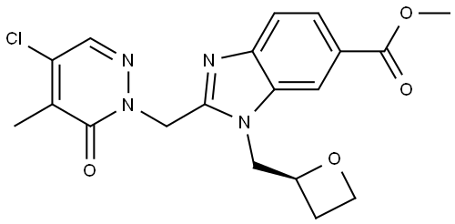 methyl (S)-2-((4-chloro-5-methyl-6-oxopyridazin-1(6H)-yl)methyl)-1-(oxetan-2-ylmethyl)-1H-benzo[d]imidazole-6-carboxylate Structure