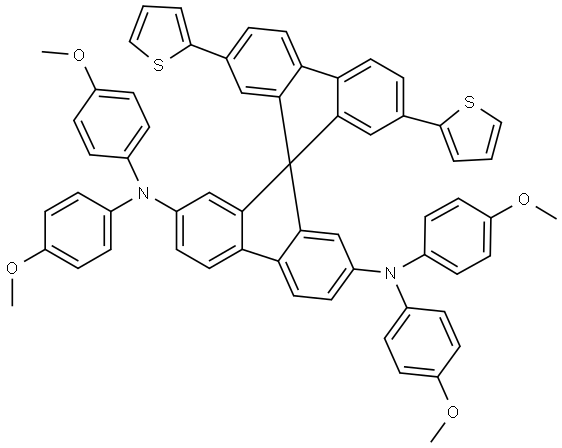 9,9′-Spirobi[9H-fluorene]-2,7-diamine, N2,N2,N7,N7-tetrakis(4-methoxyphenyl)-2′,7′-di-2-thienyl- (ACI) Structure